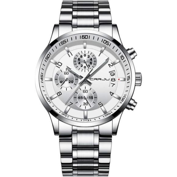 Men's Fashion Stainless Steel Watches Date Waterproof Chronograph